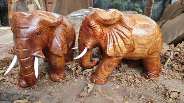 tượng voi gỗ hương