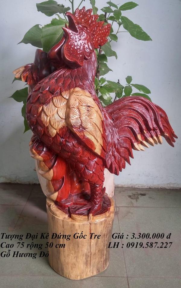Tượng gà gỗ hương 75x50