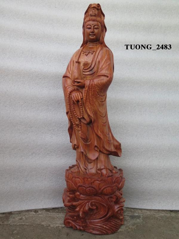 Tượng Phật Bà Quan Âm Gỗ Hương Cao 70x23
